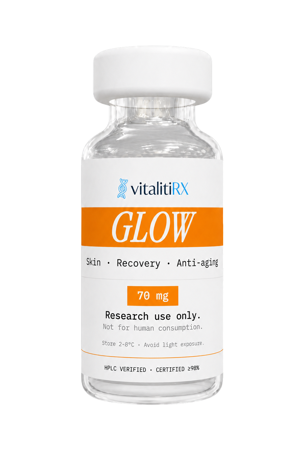 GLOW 70mg vial product render